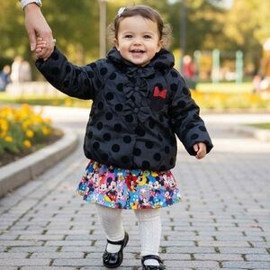 Disney Minnie Mouse Black and Red Puffer Jacket size 2
